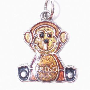 (FRIEND) Pendant‎ or Keyring Sparkling Monkey Brown Size is 1 1/4" x 1"  #1232